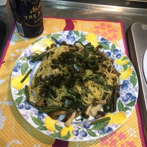 水煮を使って簡単和風パスタ☆山菜パスタ